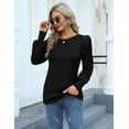 thumbnail image 4 of Zeagoo Womens Elegant Knitted Shirts Lightweight Round Neck Blouse Tops Long Puff Sleeve Pullover Sweater, 4 of 7