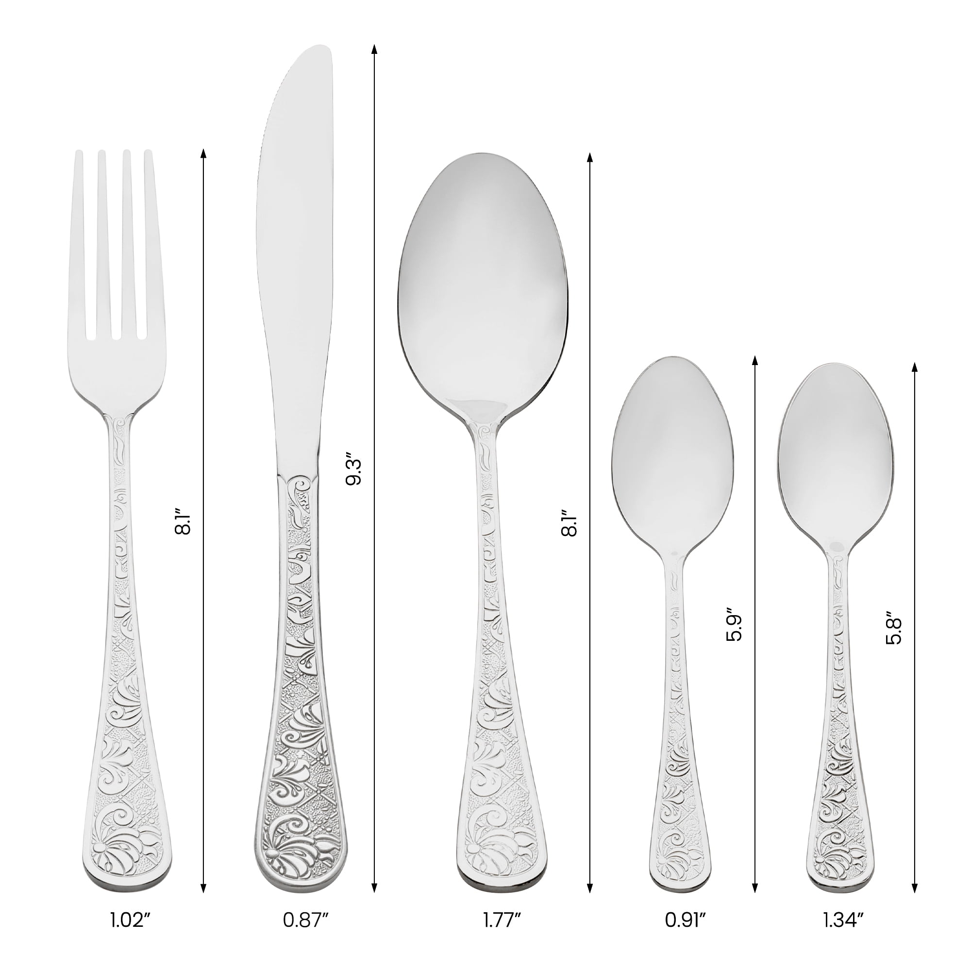 Unique Bargains 20 Piece Silverware Set Stainless Steel Floral Flatware Silver 20