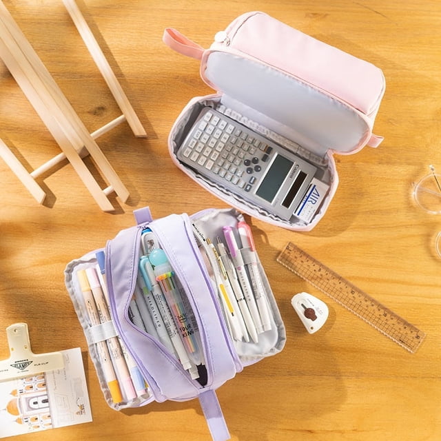 Caja de papelería de gran capacidad con tendencia de moda para la escuela primaria de mujeres