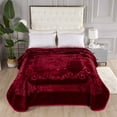 thumbnail image 2 of Townhouse Super Soft Floral Embossing Weighted Blankets Solid Design Warm Heavy Blanket, 1 ply Jumbo Size (Burgundy), 2 of 8