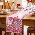 thumbnail image 5 of Valentine's Day Table Runner - 60 Inch Long Gnomes Love Roses Romantic Pink Plaid Cotton and Linen Blended Dress Scarves Farmhouse Table Runner for Kitchen Dining, Coffee Table, 13" x 60", 5 of 8