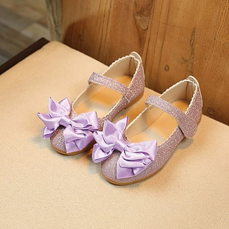 

Sehao Toddler Flower Girl Dress Shoes - Girl Bowknot Ballet Party School Shoes Wedding Purple 29