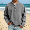 thumbnail image 4 of T-Shirts for Man, Vintage Distressed Long Sleeve Button Up Denim Pullover, Mens Vintage Henley Shirts with Button Placket for Casual, 4 of 6
