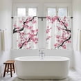 thumbnail image 4 of Pink Flowers Kitchen Curtains 45 Inch Length, Pink Blossoms Botanical Floral Branches Tiers Curtains for Bathroom Bedroom Cafe, Light Filtering Small Window Treatment Short Drapes 2 Panels 42"Wx45"L, 4 of 8