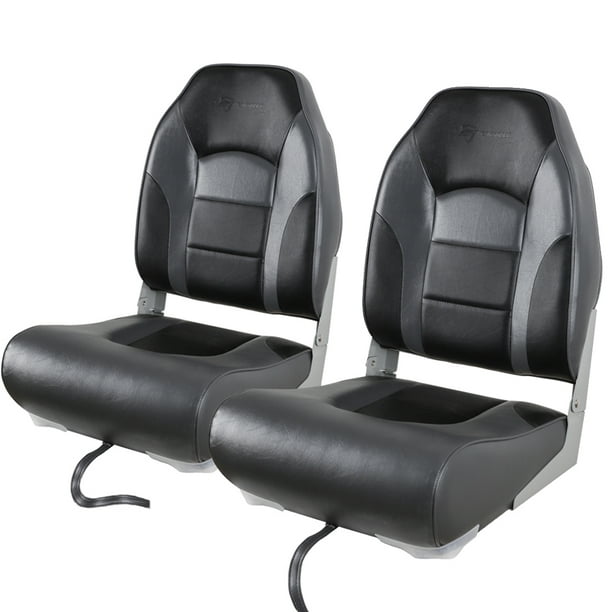 Seamander Premium High Back Folding Boat Seat Charcoal Black 2 Seats Com - Pontoon Boat Seat Covers For Damaged Seats