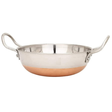 

Stainless Steel Kadhai With Copper Bottom Kadhai 1.2 Liters - Bottom Pot Pans For Frying - Copper Bottom | Attractive Color & Design