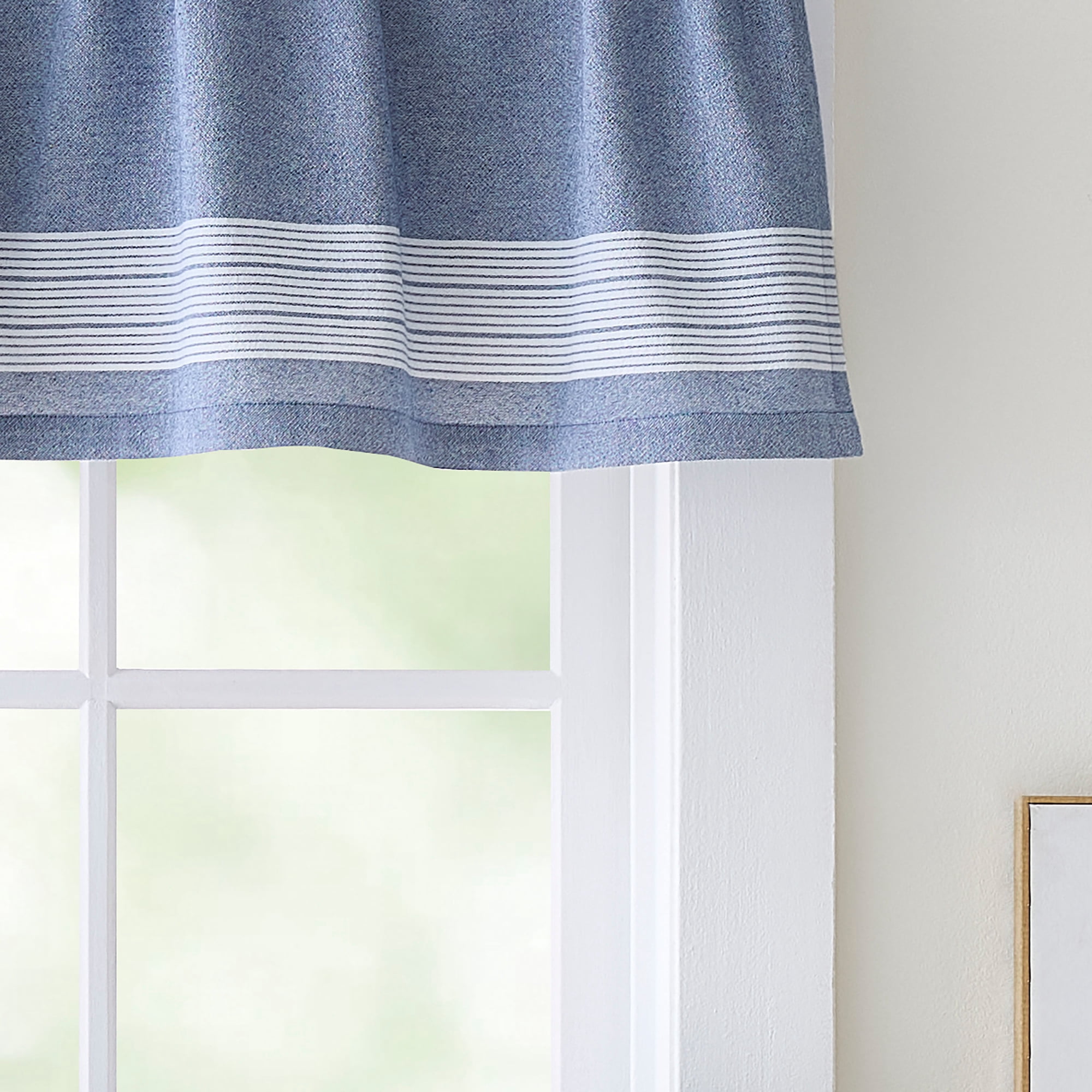 Curtainworks Denim Yarn Dye Valance Blue, 1 Piece, Indoor, Pole Top, 58" x 14", Adult