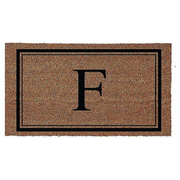 Evergreen Monogram Indoor Outdoor 100% Natural Coir Doormat 28" x 16" | Letter "F"