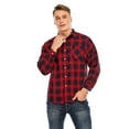 thumbnail image 2 of Men's Long Sleeve Plaid Shirt Button Down Regular Fit Shirts for Spring Fall 2XL-5XL,Red/Black, 2 of 9