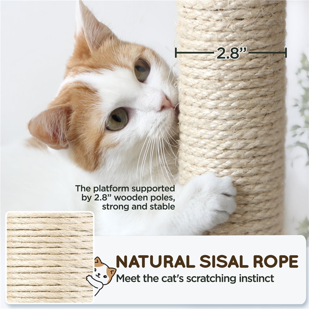 Alden Design 63″H Cat Tree Large Hammock Scratching Posts Cat Tower Indoor Cats Multilevel Plush Cat Tree