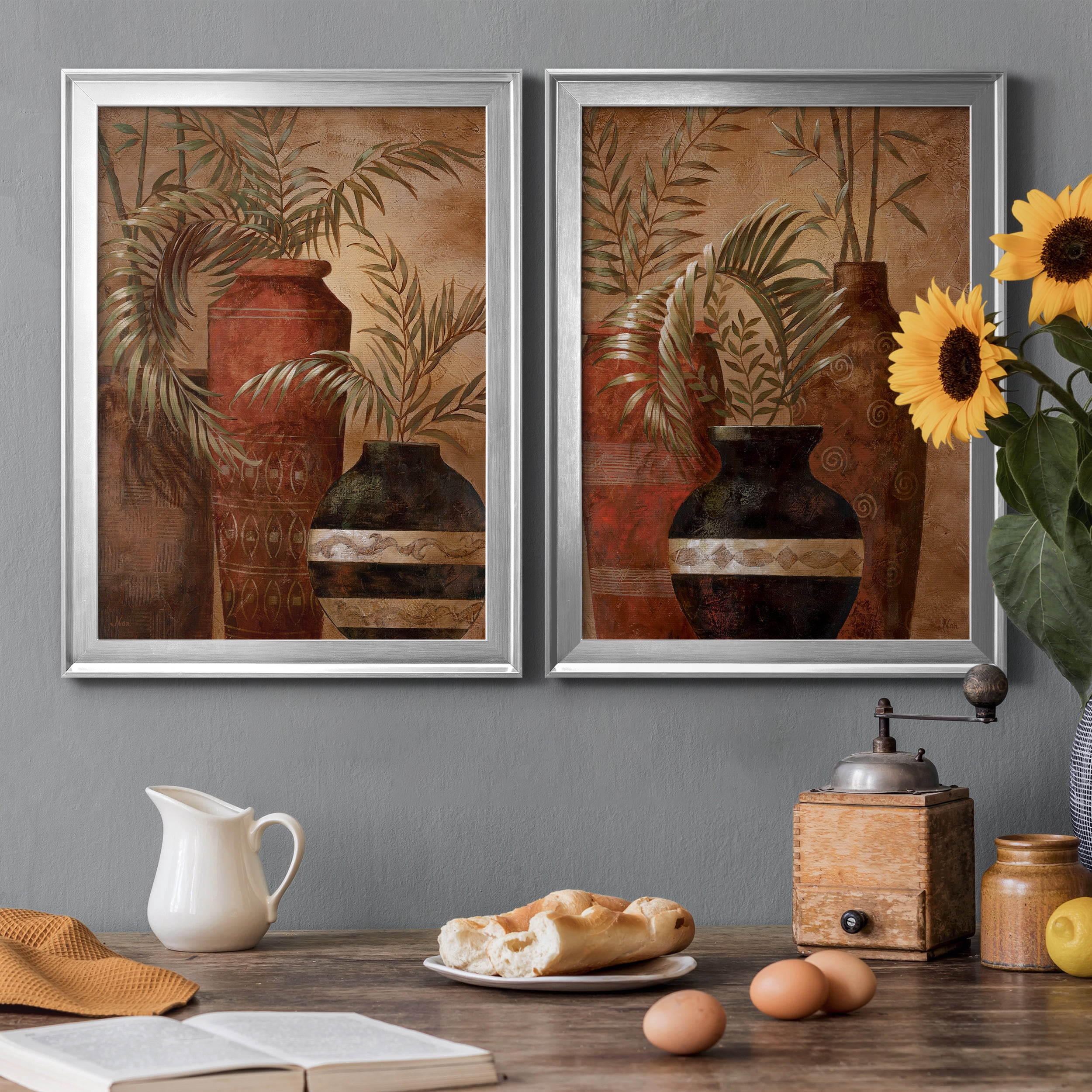 2 Piece Set Exotic Vacation I Premium Framed Canvas - Ready to Hang - 18.5 x 24.5 Each - Silver Frame