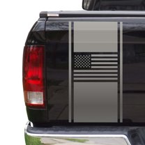American USA Flag Racing Stripes Truck Tailgate Vinyl Decal Sticker Sport Lines Styling Straight Lines Compatible with Most Pickup Trucks Back Graphic Sporting (11" x 25", Silver Gray (Metallic))