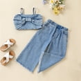 thumbnail image 2 of Coduop Kids Girls Denim Spaghetti Straps Bow Cami Crop Top Wide Leg Jeans Girls Trendy Clothes, 2 of 7