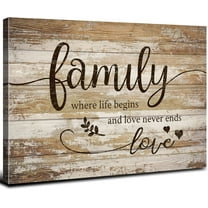 Rustic Farmhouse Wall Art Brown Family Signs Wall Decor for Kitchen Dining Room Inspirational Words Canvas Prints Pictures Vintage Country Bless Paintings Artwork House Entryway Home Decoration 12x16