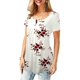 thumbnail image 3 of Camiseta de manga corta con cuello en V Top con estampado floral Blusas holgadas(Blanco-S) Nituyy Camiseta-GL715-FF46982B1, 3 of 6