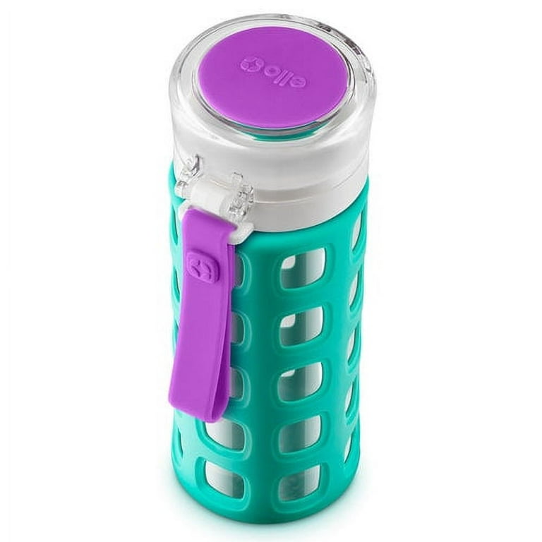 Ello 16 oz Green and Purple Plastic Water Bottle with Wide Mouth and  Flip-Top Lid 