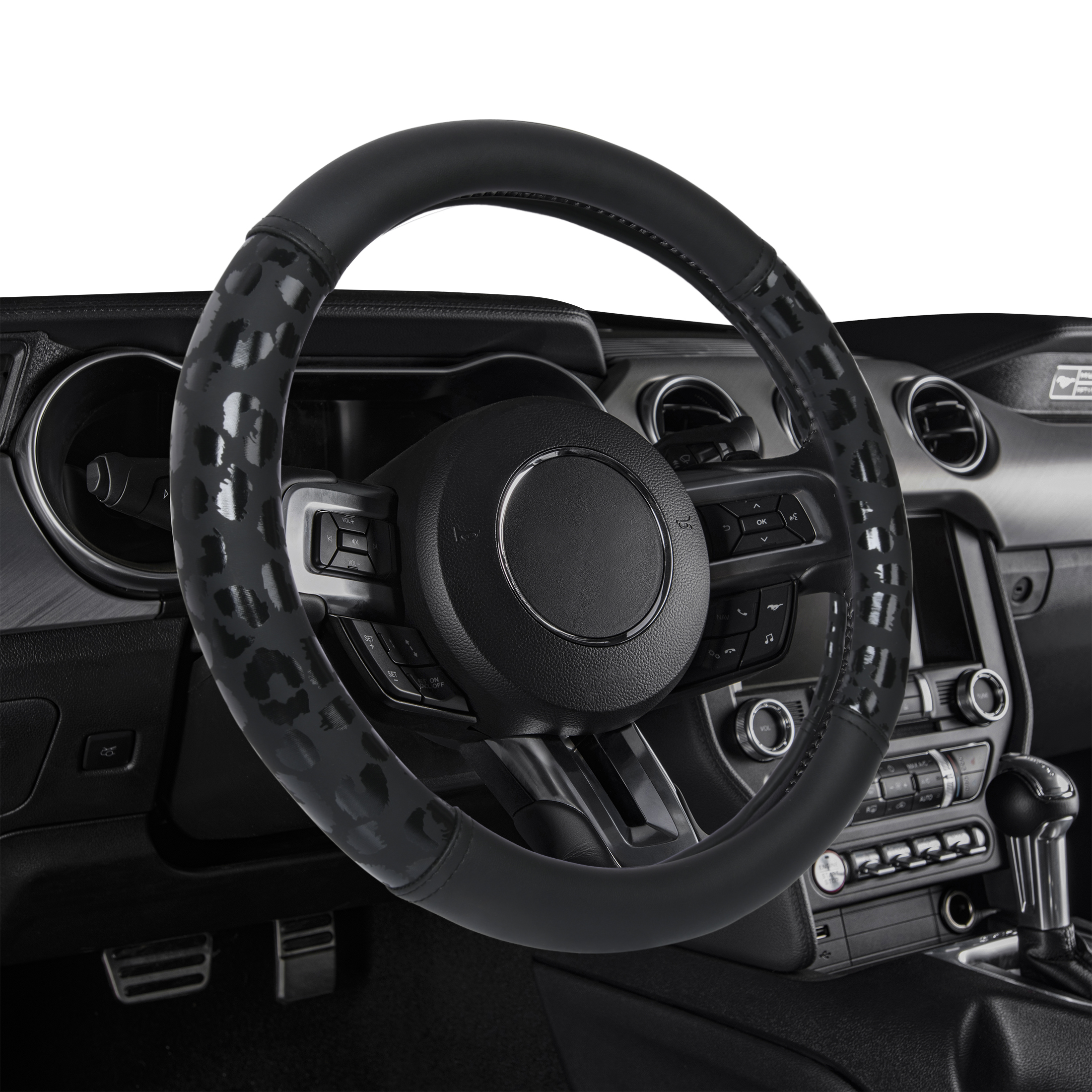 Auto Drive Black Leopard Steering Wheel Cover Universal photo 2