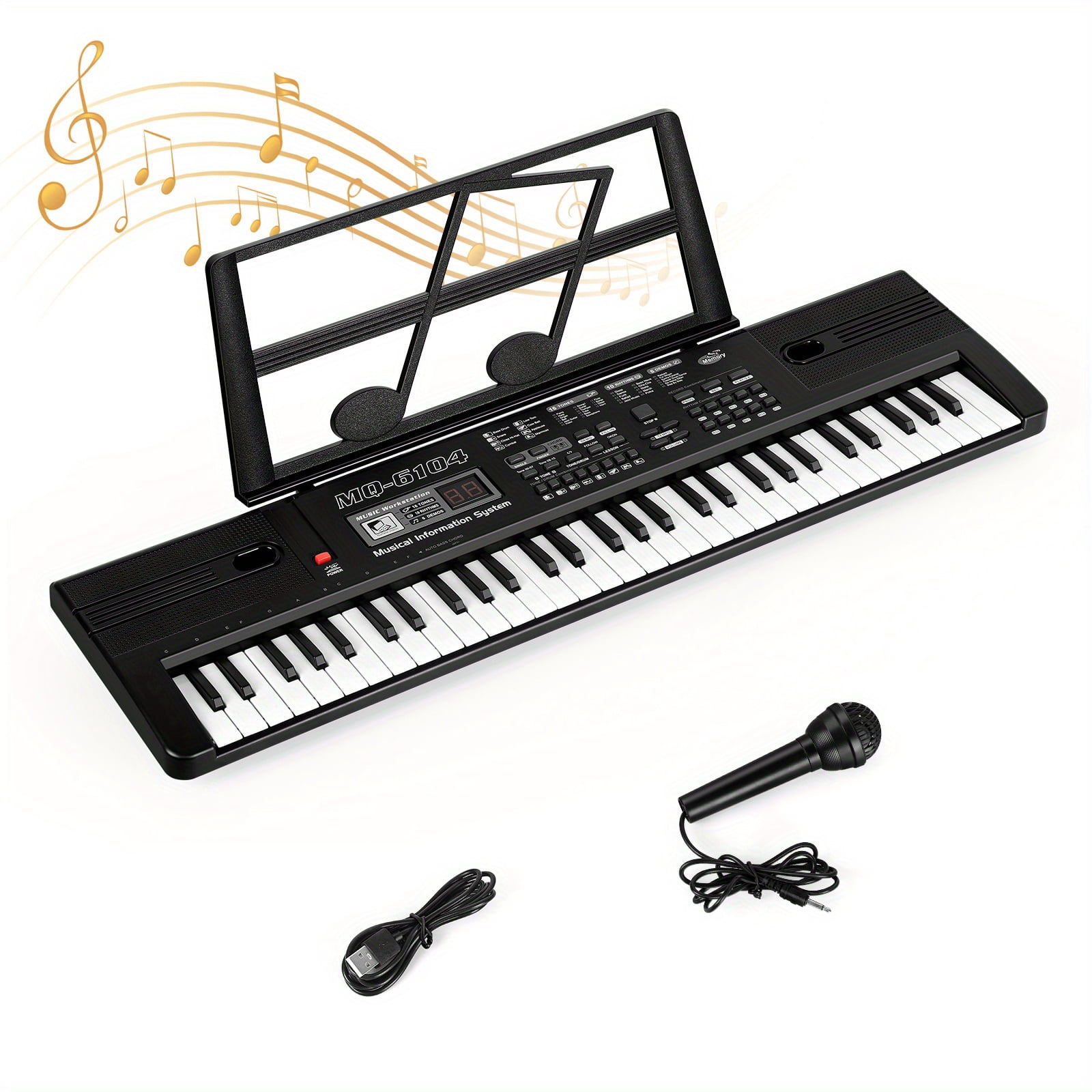Fanruina 61 Key Portable Keyboard Piano for Beginners with Built in Speakers Teaching Mode Microphone and Music Stand 25.5 Inch Electric Piano