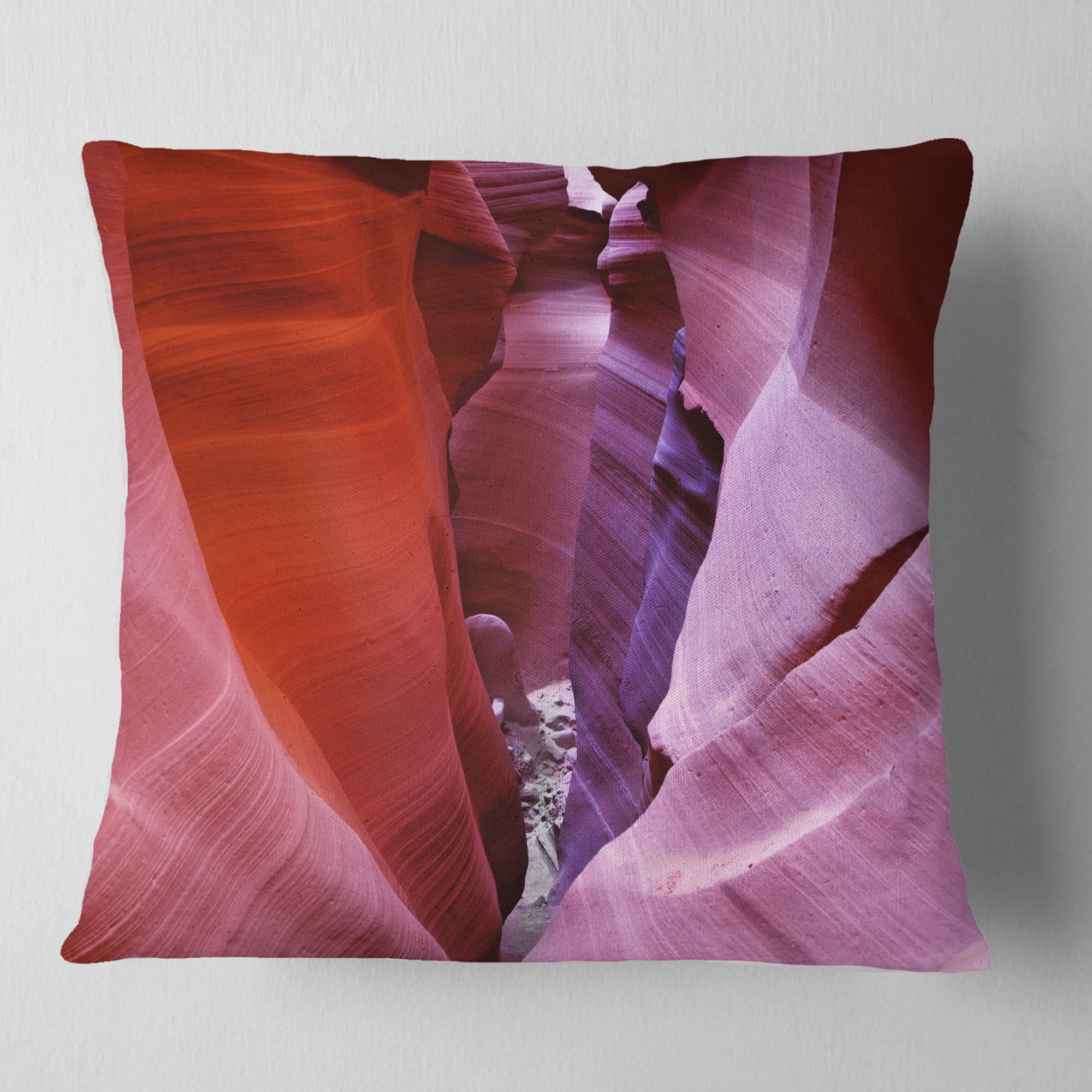 Designart Purple Antelope Canyon View - Landscape Photography Throw Pillow - 18x18