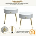 thumbnail image 6 of Modern End Table Set Of 2, Wood Round Side Table with Marble Pattern Tabletops, Small Coffee Table With Drawer Metal Legs For Living Room Bedroom, 6 of 9