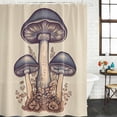 thumbnail image 3 of Mushroom Waterproof Fabric Shower Curtain, Blue Brown Botanical Summer Waterproof Fabric Shower Curtain for Bathroom Curtains Bathtubs Hotel Washable Shower Curtains with 12 Hooks Extra Long 72x96, 3 of 8