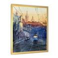 thumbnail image 2 of Blue Tram At Sunset With Church During Sunset Cityscape 24 in x 32 in Framed Painting Canvas Art Print, by Designart, 2 of 4