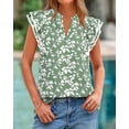 thumbnail image 3 of FreshPretty Womens Tops Dressy Casual Spring Summer Shirts Boho Floral V Neck Ruffle Cap Sleeve Business Work Blouses, 3 of 9