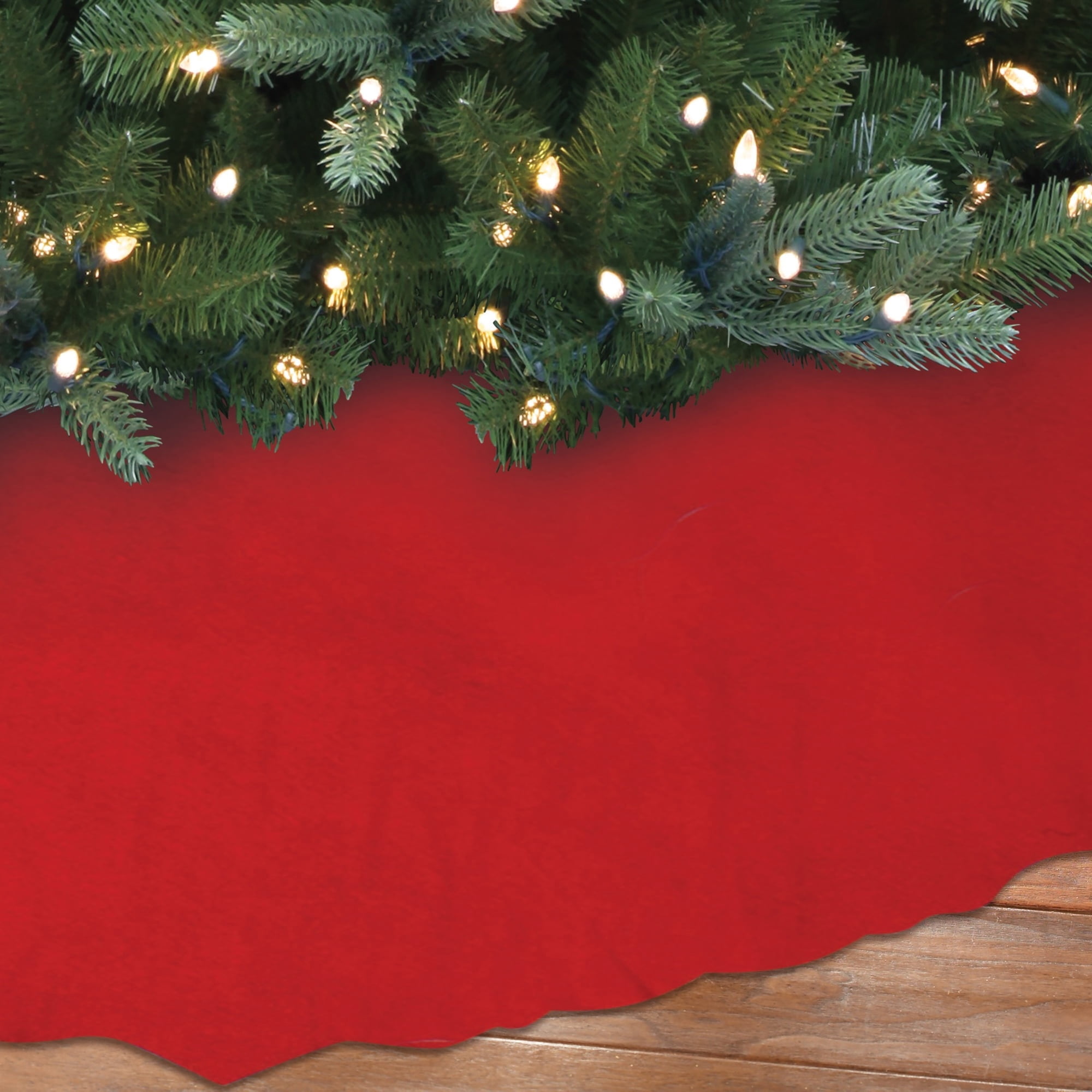 Felt Scalloped Christmas Tree Skirt, Red, 48", by Holiday Time