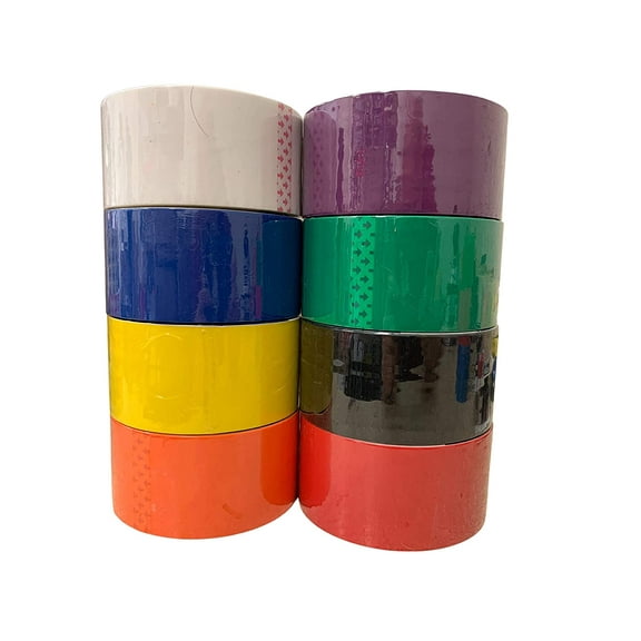 Bright Colored Packing Moving Craft Tape Bundle of Black, White, Orange, Yellow, Green, Purple, Red, Blue 1.88" x 164 Feet per Roll