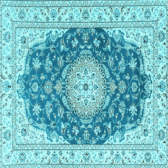 Ahgly Company Indoor Square Persian Light Blue Traditional Area Rugs, 3' Square