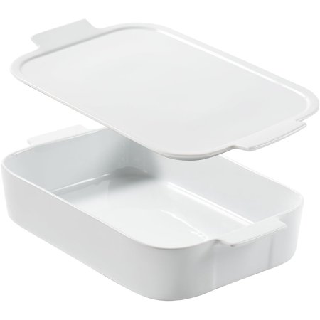 Ceramic Baking Dish with Lid, Casserole Dishes for Oven, 9x13 White Casserole Dish with Lid, Lasagna Pan Deep with Handles, for Casseroles Baking Roasted Vegetables, Microwave, Dishwasher Safe