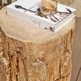 thumbnail image 4 of Yangming Outdoor Concrete Side Table, Faux Wood Stump Stool, Wood Patio End Table, 4 of 6