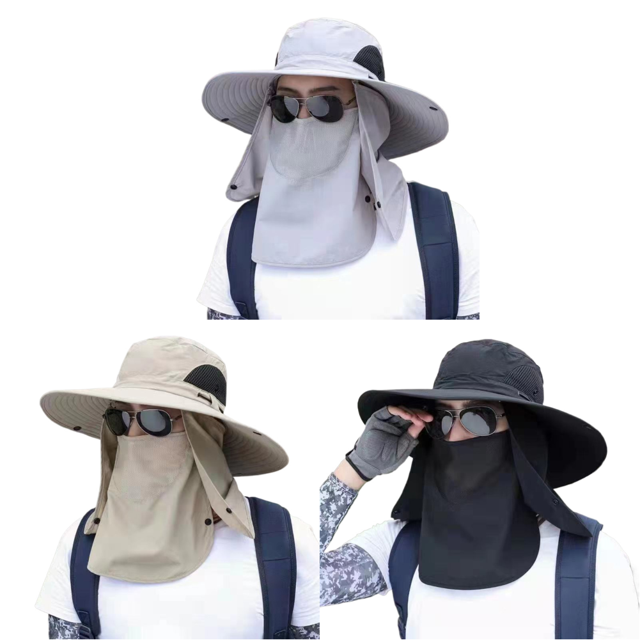 Sombrero Pesca Con Protección UV para El Ancha Hombres (gris Claro)