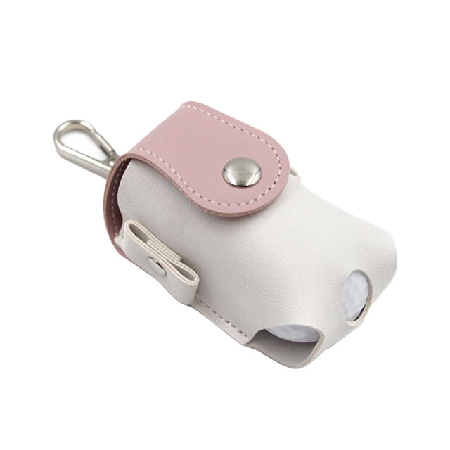 Eigraketly Bolsa de almacenamiento de pelotas de golf Bolsa portátil de cuero de PU Bolsa de bolsillo para deportes de golf al aire libre para Golf Rosado