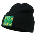 thumbnail image 2 of St Patrick's Day Clover Embroidered Long Beanie - Navy OSFM, 2 of 5