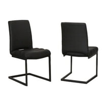 Rhea Black Faux Leather Cantilever Dining Chairs Set of 2 Kitchen Sidechairs