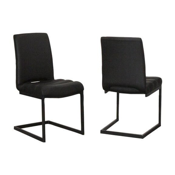 Rhea Black Faux Leather Cantilever Dining Chairs Set of 2 Kitchen Sidechairs