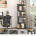 thumbnail image 2 of Homieasy Rotating Bookshelf, 360 Display Corner Bookshelf for Small Space, 4 Tier Floor Standing Bookcase Storage Rack, Wood Narrow Book Shelf Organizer for Bedroom, Living Room, Study Room, Grey Oak, 2 of 7