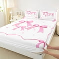 thumbnail image 3 of Feelyou Cute Watercolor Bow Queen Sheet Sets for Child, Kawaii Bowknot Stars Pink Flat Sheet, Dreamy Princess Ribbon Queen Fitted Sheet, Lightweight Room Decor, 4-Piece, 3 of 7