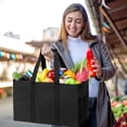 thumbnail image 5 of Sangdo Reusable Grocery Bags 20" Large Foldable Shopping Bags with Reinforced Handles Waterproof Durable Tote Bag for Groceries Clothes, Black, 5 of 8