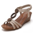 thumbnail image 1 of Sandalias de mujer, sandalias de cuña, sandalias de verano con punta abierta, informales, con tacón, sandalias de playa, zapatos de plataforma de verano, 1 of 6