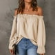 thumbnail image 3 of Blusa de manga larga con volantes y hombros descubiertos para mujer - Top informal holgado para otoño/invierno, 3 of 6