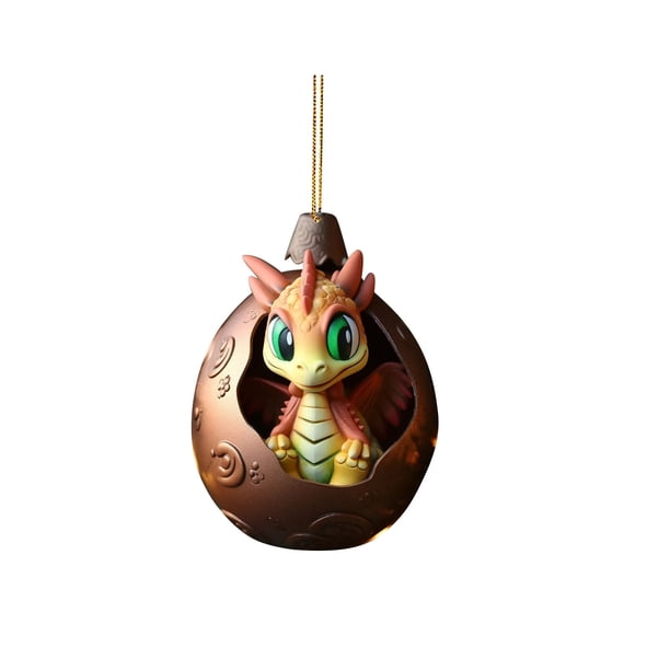 pstuiky Huevo de dinosaurio pequeño, decoración navideña para el hogar, colgante plano acrílico, lindo regalo de Año Nuevo para bebés