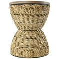 thumbnail image 5 of DecMode Rattan Handmade Woven Stool with Wood Tabletop and Black Frame, Brown, 5 of 8