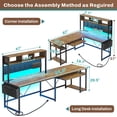 thumbnail image 2 of L-Shaped Office Desk with LED Lights & Charging Station, Reversible Computer Desk with Storage Shelf & Pegboard for Bedroom Study Writing, Rutic Brown, 2 of 9