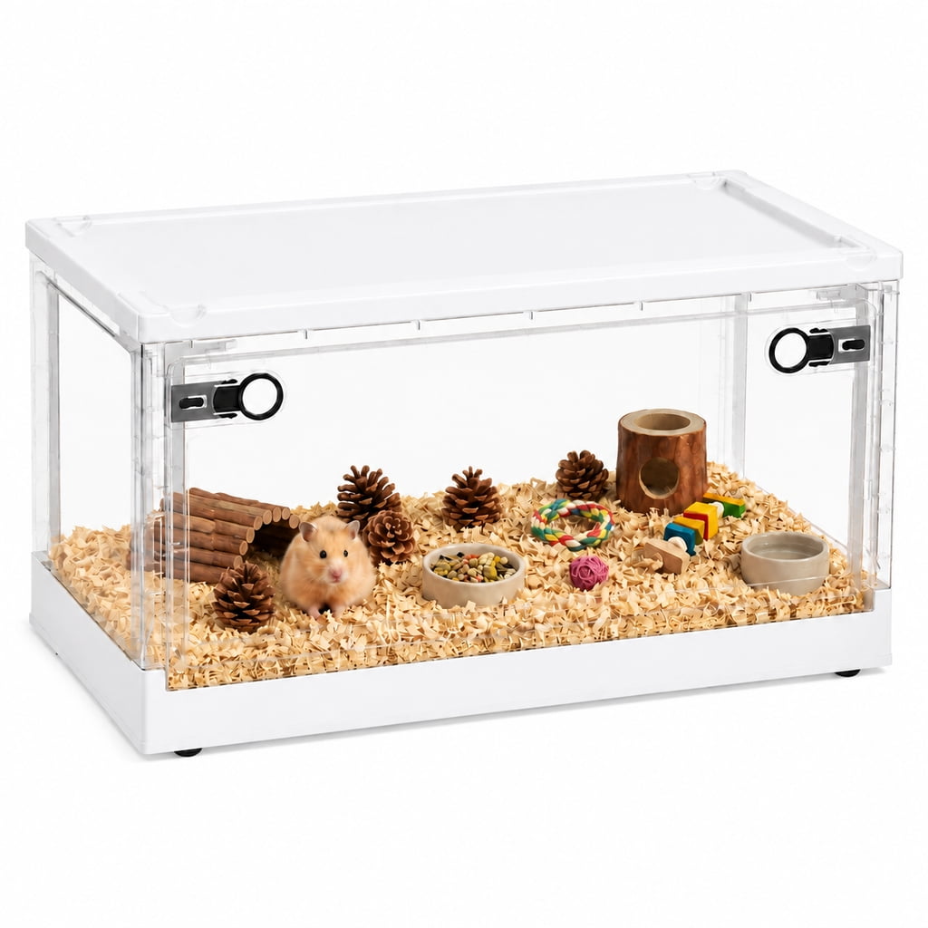 Aemutady Foldable Stackable Hamster Cages Critter 20.87x14.17x12.2in, Folds 2.8in