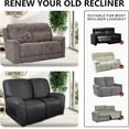 thumbnail image 6 of Loveseat Recliner Cover Leather Look Recliner Loveseat Covers Recliner Sofa Cover for 2 Seater Reclining Couch Spandex Fabric Washable 6 Pieces (2 Seater, 01 Dark Gray), 6 of 14