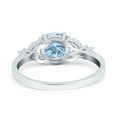 thumbnail image 3 of Art Deco Engagement Ring Round Simulated Aquamarine CZ 925 Sterling Silver Size 7, 3 of 4
