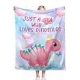 thumbnail image 3 of Dinosaur Blanket for Girls Women Gifts Just A Girl Who Loves Dinosaurs Throw Blanket for Kids Adults Ultra Soft Cozy Fleece Blanket for Couch Sofa \u200bBed 50"x60", 3 of 6