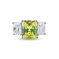 thumbnail image 4 of Sterling Silver 925 Rhodium Plated Yellow Cubic Zirconia Rectangle Wide Ring Jewelry Female Size 5, 4 of 4